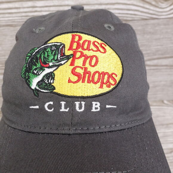 BASS PRO SHOPS CLUB GRAY ADJUSTABLE STRAPBACK BASEBALL HAT CAP - Picture 2 of 8